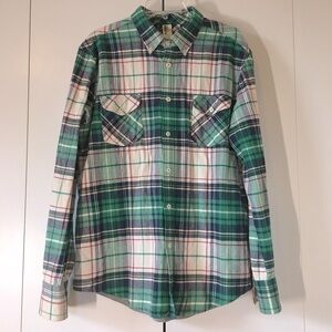 Plectrum by Ben Sherman Green Plaid Flannel Button Up Medium Weight Shirt Jacket